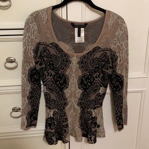 BCBGMaxazria Rose and Black Blouse